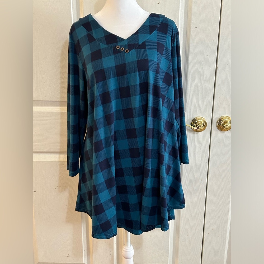 Monnuro plaid tunic, 1X